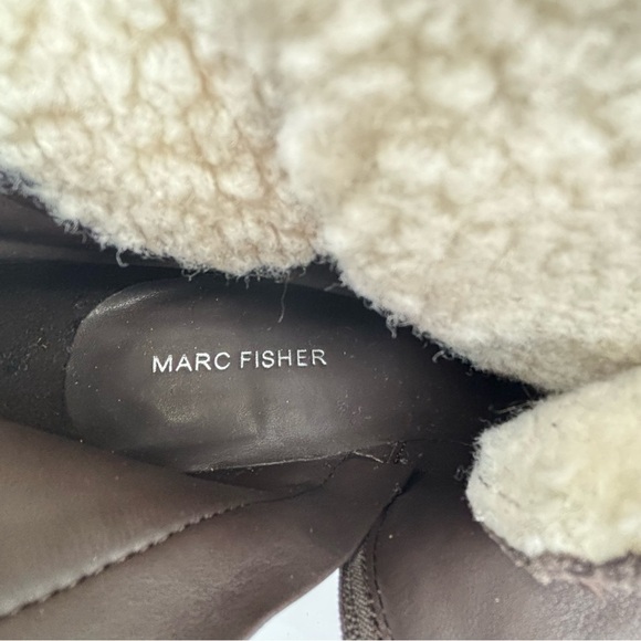 Marc Fisher Lansly Brown Lace-Up Booties Fur Lining Size 9 - Picture 8 of 11